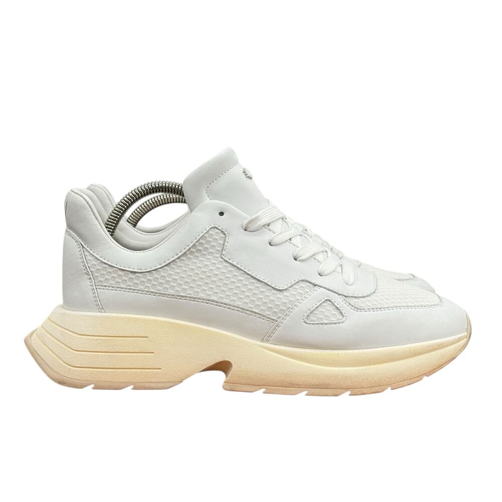 Stuart Weitzman Willow Sneakers Womens 8.5 White Chunky Platform Leather Comfort